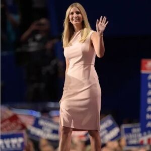 Ivanka Trump Blush Dress with Gold Details